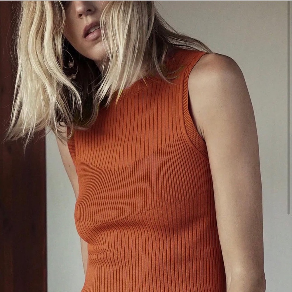 Zara Ribbed Crewneck Crop Top